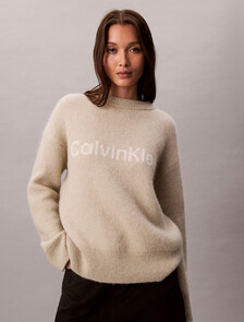 Alpaca Blend Logo Jumper, Pelican, hi-res