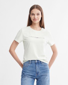 Shrunken Institutional Logo Tee, Canary Green, hi-res