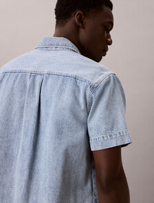 Denim Short Sleeve Utility Shirt, SHALLOW TIDE, hi-res