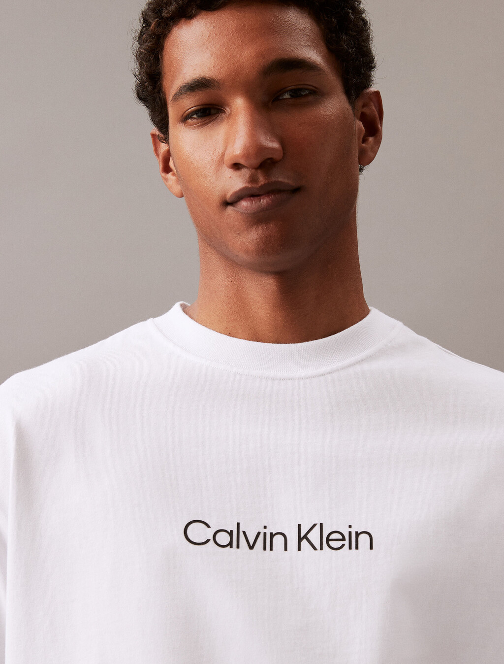 Calvin Logo Crew Neck Tee, Brilliant White, hi-res