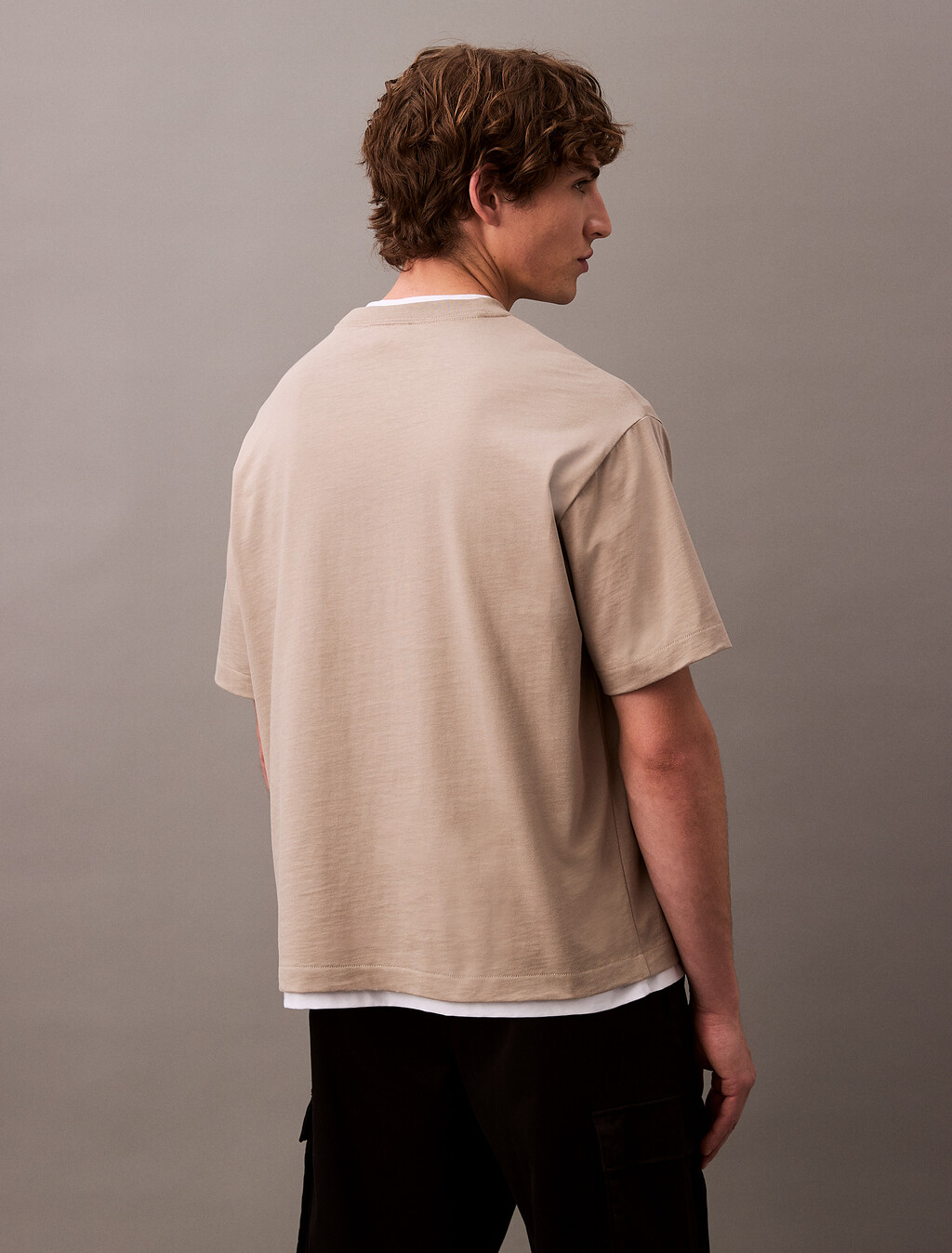 Calvin Logo Crew Neck Tee, Vintage Khaki, hi-res