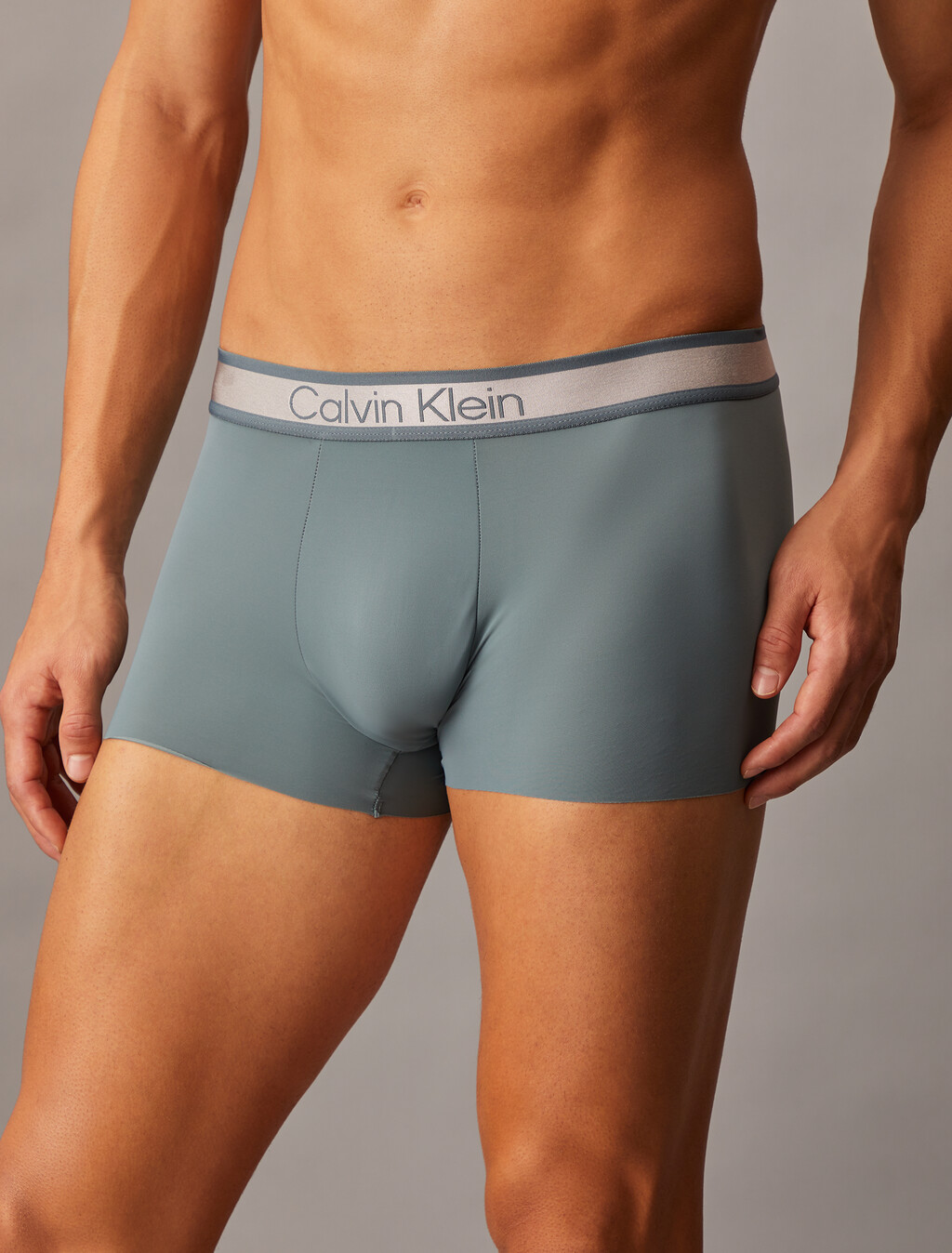 Tonal Logo Microfiber Low Rise Trunks, Blue Performance, hi-res