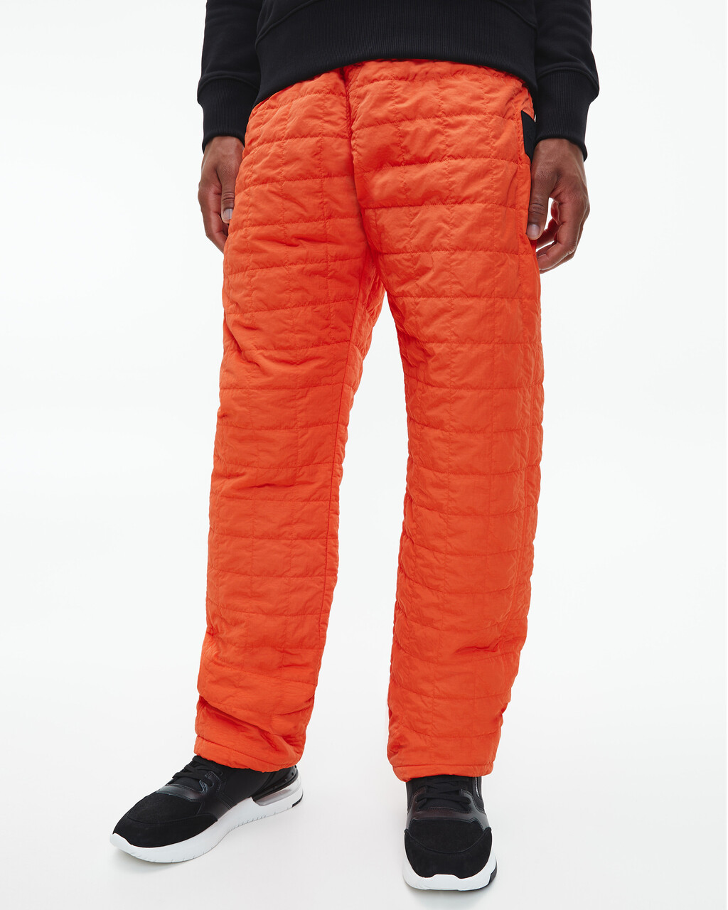 Sustainable Quilted Track Pants, Coral Orange, hi-res