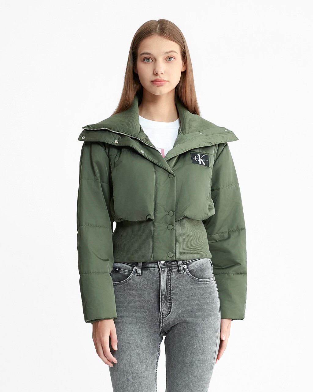 Short Ribbed Bomber, Thyme, hi-res