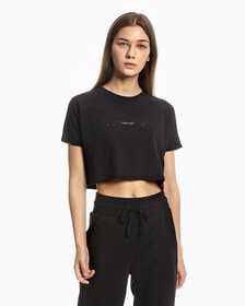 EMBOSSED ICON CROPPED TEE, BLACK BEAUTY, hi-res