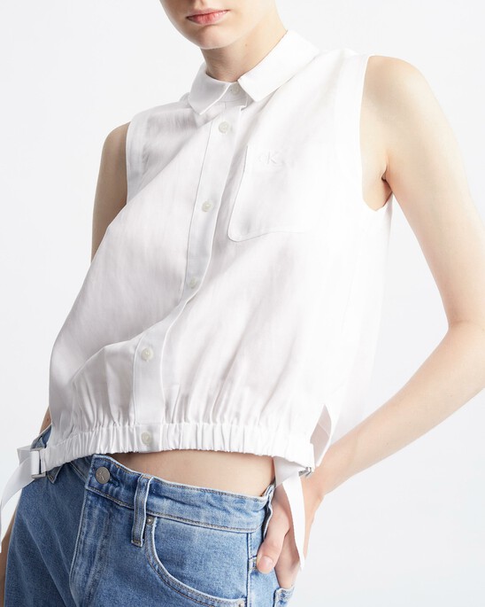 Summer Textures Side Tie Sleeveless Shirt