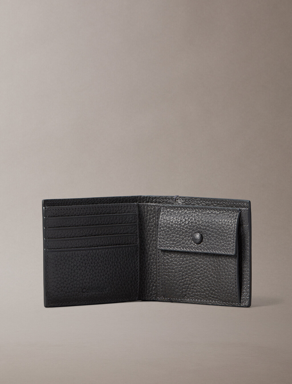 Leather RFID Foil Logo Billfold Wallet, CK Charcoal, hi-res