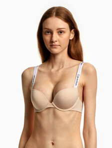 Tailored Logo Push Up Plunge Bra, Beechwood, hi-res