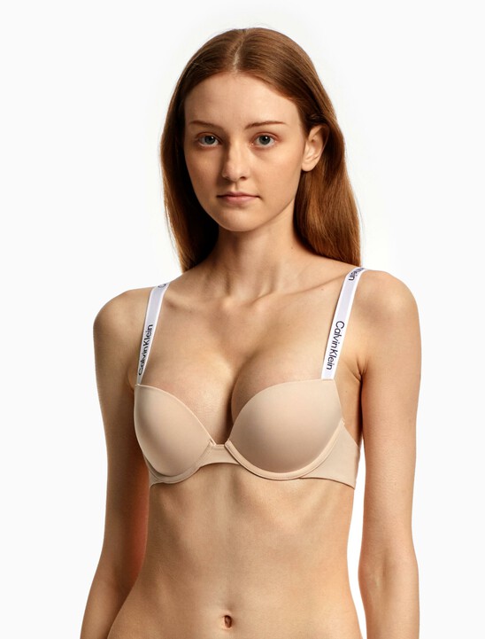 Tailored Logo Push Up Plunge Bra