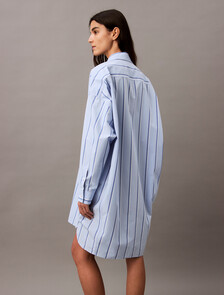 Relaxed Striped Cotton Shirt Dress, 18815 CSW25S_W013+Chambray Blue, hi-res