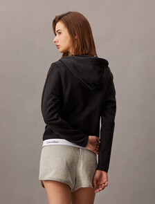 Icon Cotton Zip Through Hoodie, Black, hi-res