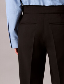 Wool Blend Gabardine Raw Edge Trousers, Black, hi-res