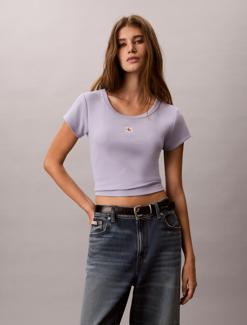 Cotton Stretch Rib Baby Tee, Cosmic Sky, hi-res