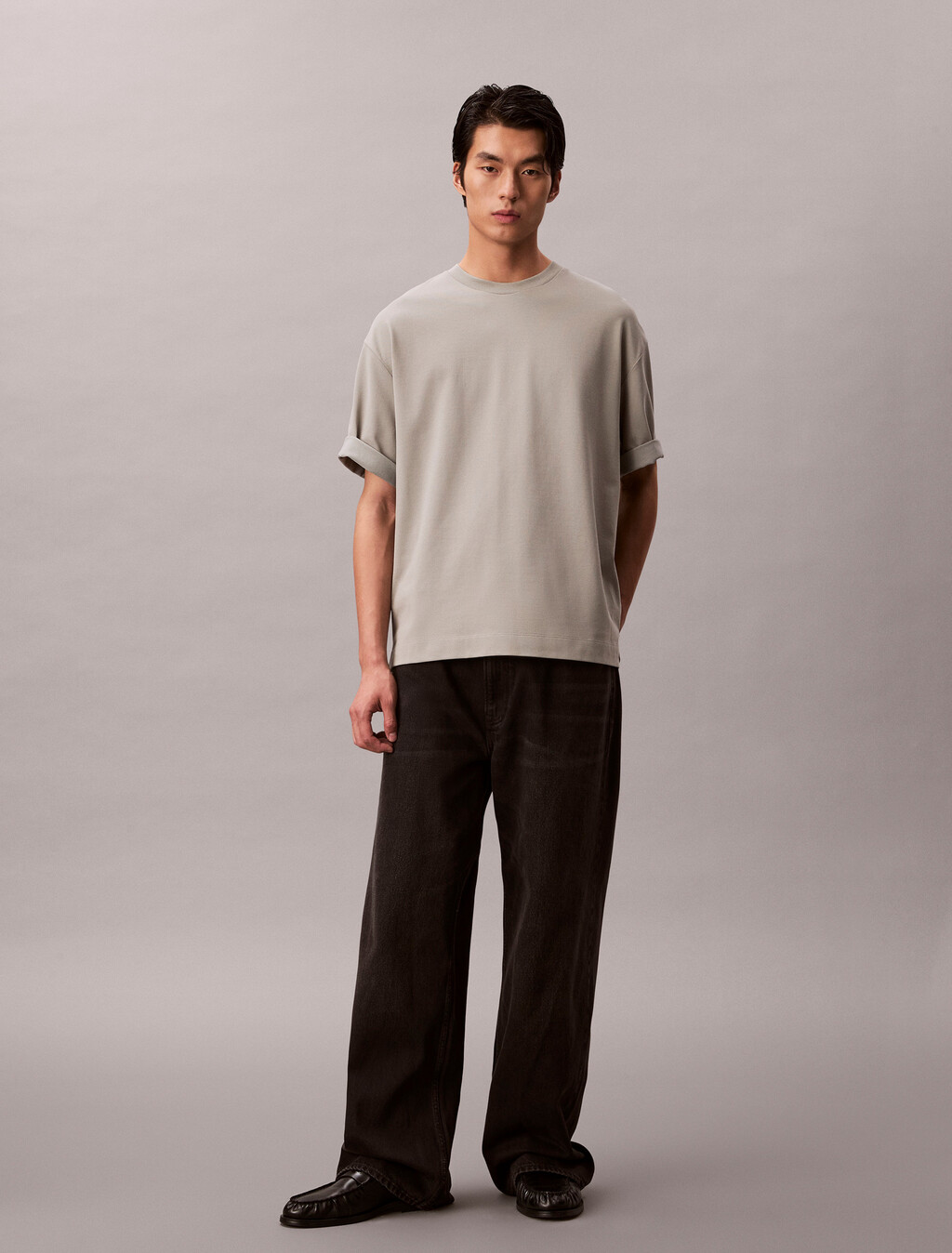 Embossed Monogram Cooling Pique Relaxed Tee, Shadow, hi-res