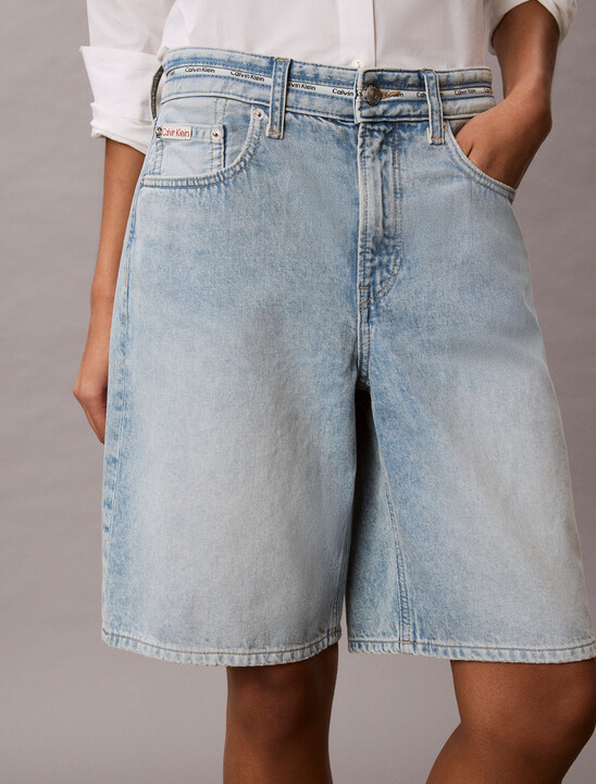 Logo Tape Denim Bermuda Shorts