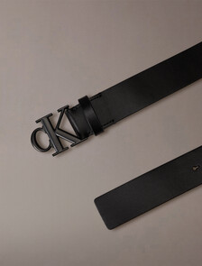 Monogram Plaque Belt 35mm, Black, hi-res