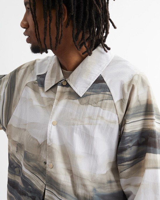Ocean Marble Print Coach Jacket