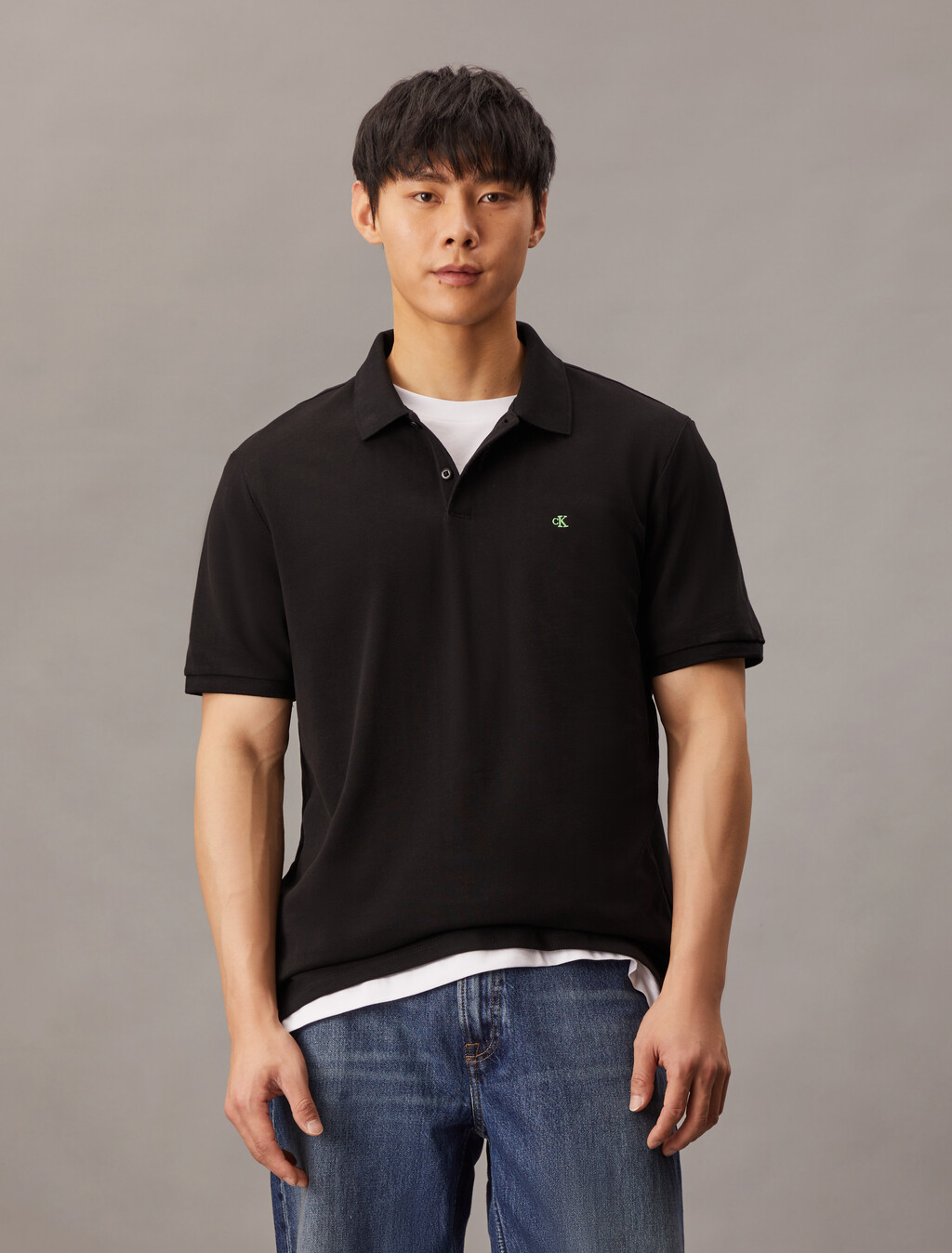 Cotton Piqué Polo Shirt, Black, hi-res