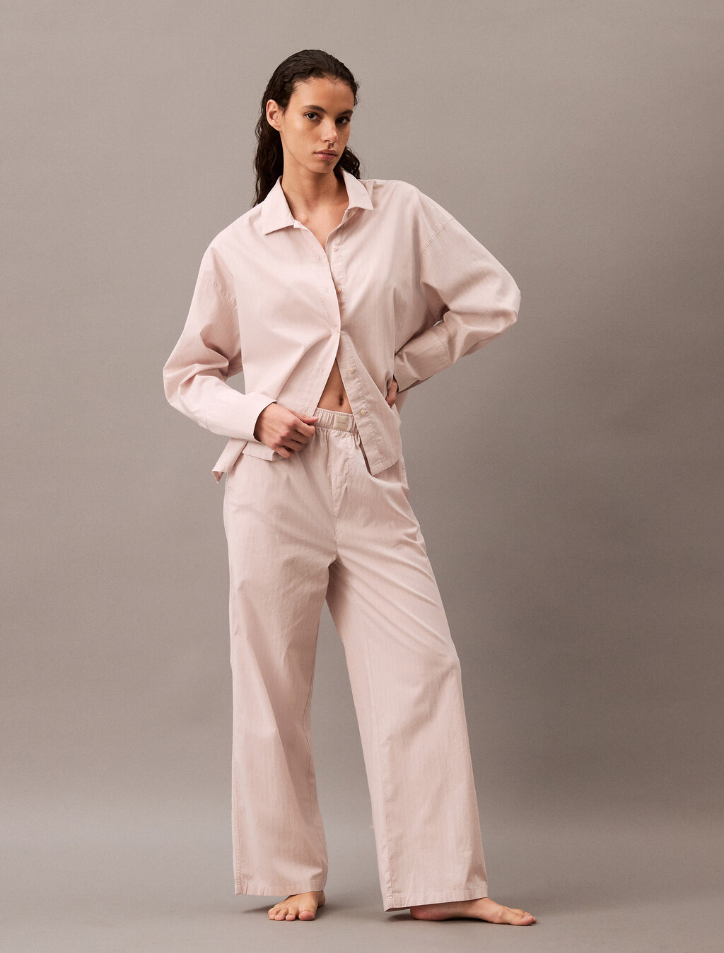Cotton Poplin Regular Shirt, 17744 STEADY STRIPE+GRAY MORN, hi-res