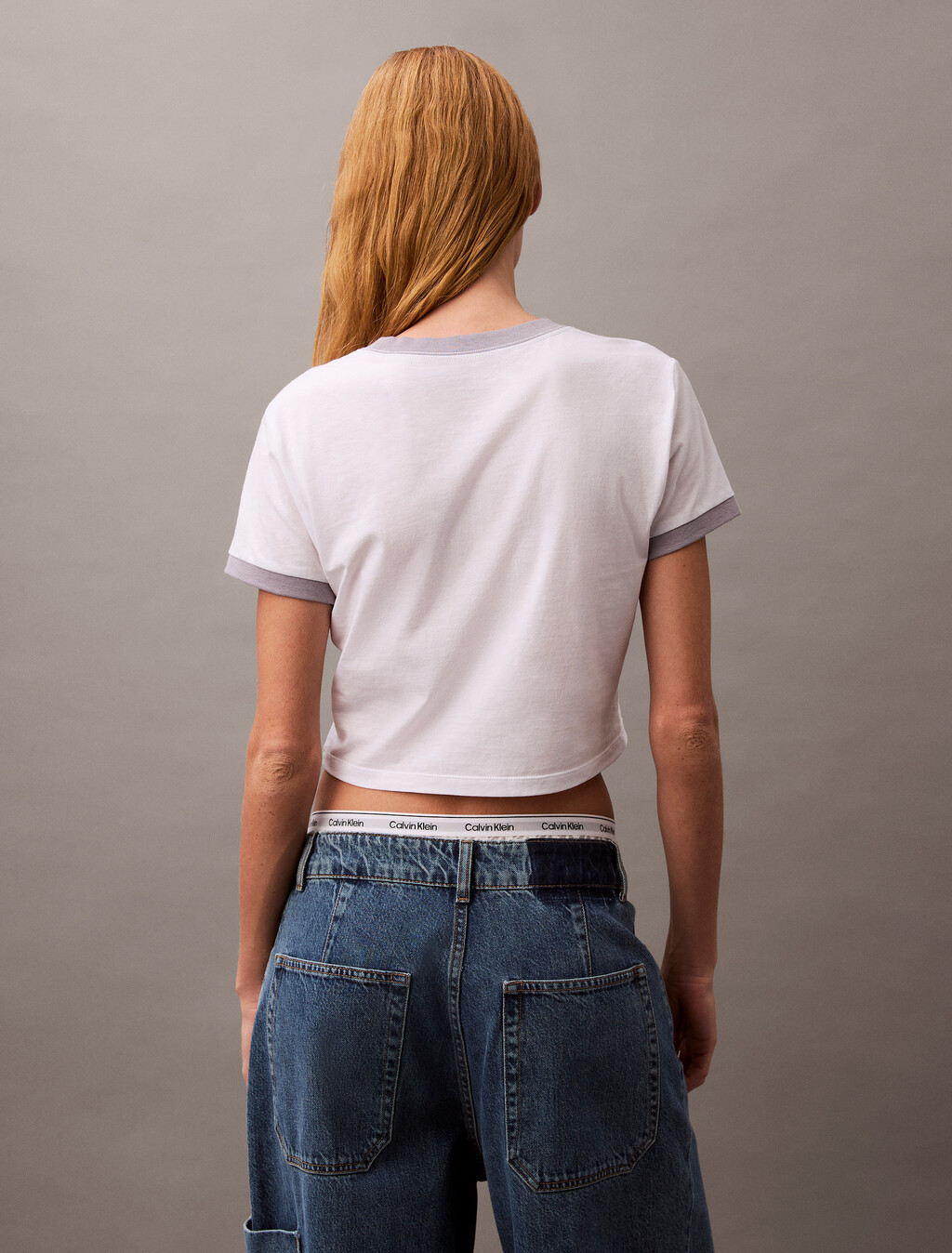 Cropped Logo Ringer T-shirt, Brilliant White_Lilac Gray, hi-res