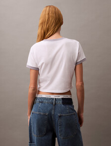 Cropped Logo Ringer T-shirt, Brilliant White_Lilac Gray, hi-res