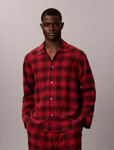 Flannel Pyjama Top, 21634 Domino Plaid Rio Red, hi-res