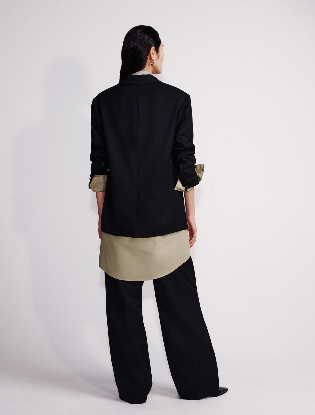 Wool Blend Tailored Pants, Black, hi-res
