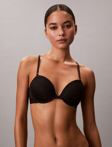 Demi T-shirt Bra - Microfibre Lace, Black, hi-res