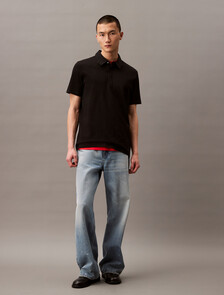 Double Mercerized Cotton Short Sleeve Polo, Black, hi-res