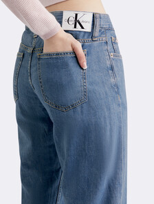 Linen Blend Low Rise Straight Jeans, 212 MED FRONT, hi-res