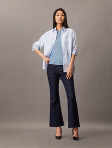Silk Cotton Crewneck Tee, Cerulean, hi-res