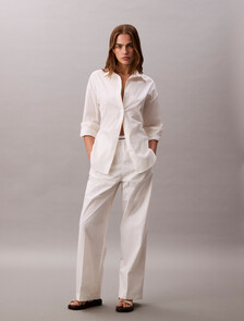 Cotton Relaxed Pants, Blanc De Blanc, hi-res