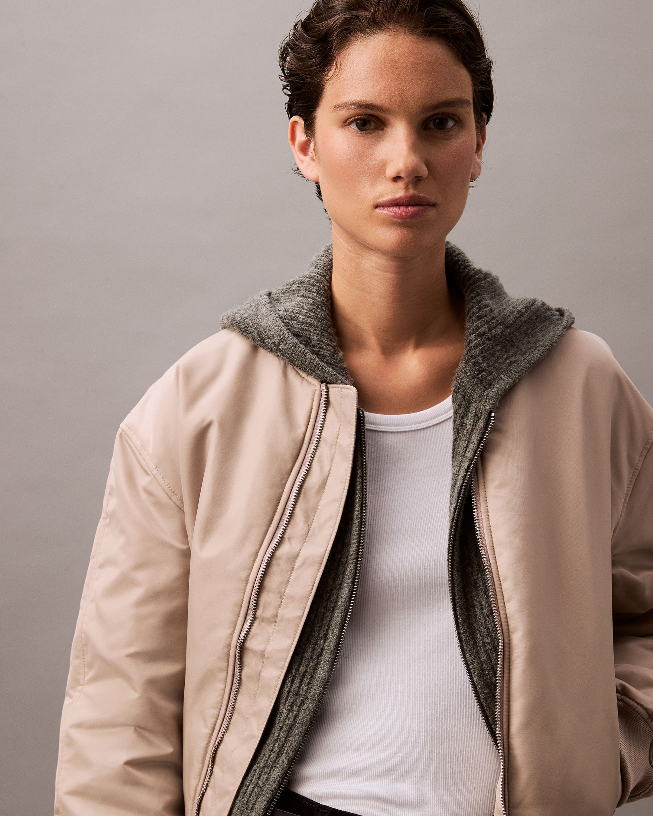 Padded Nylon Bomber Jacket brown Calvin Klein Malaysia