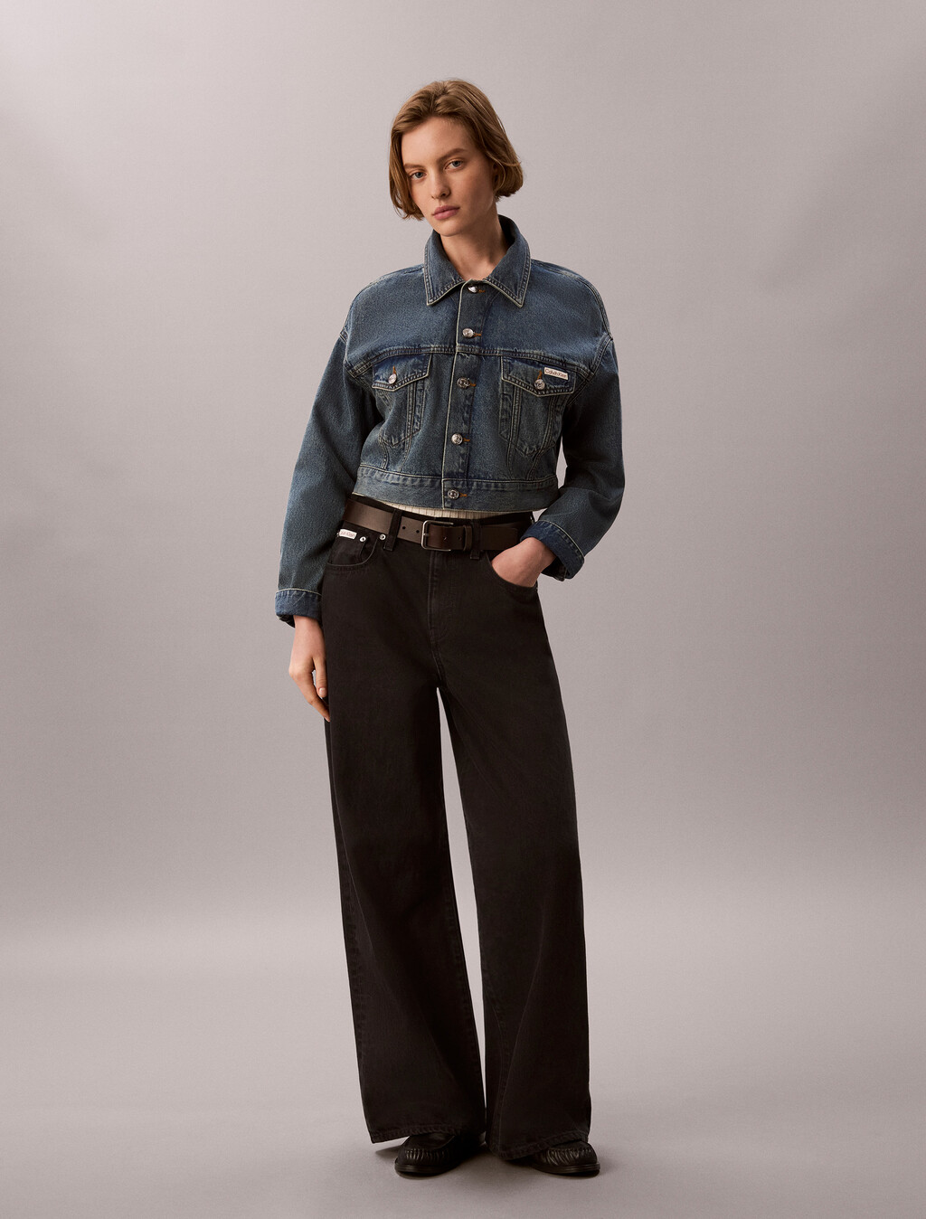 Cropped Denim Jacket, FULTON BLUE, hi-res