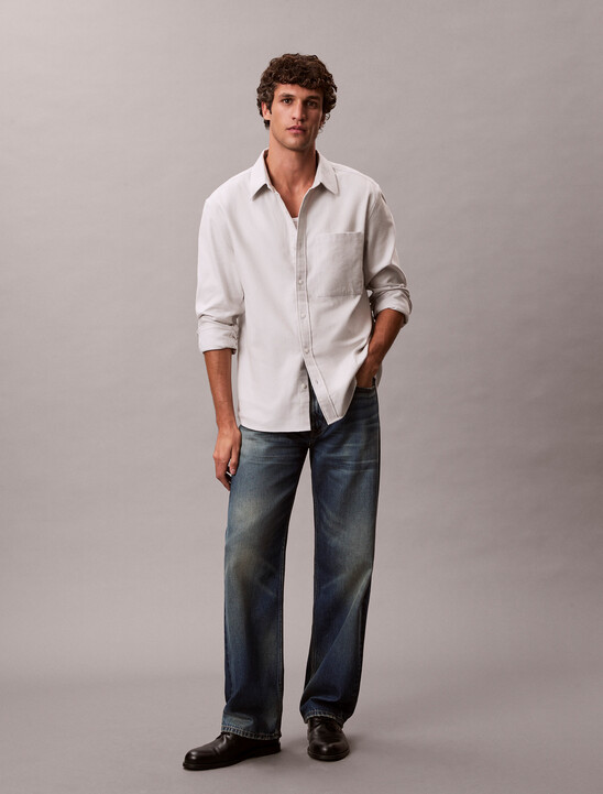 Melange Flannel Easy Button-Down Shirt