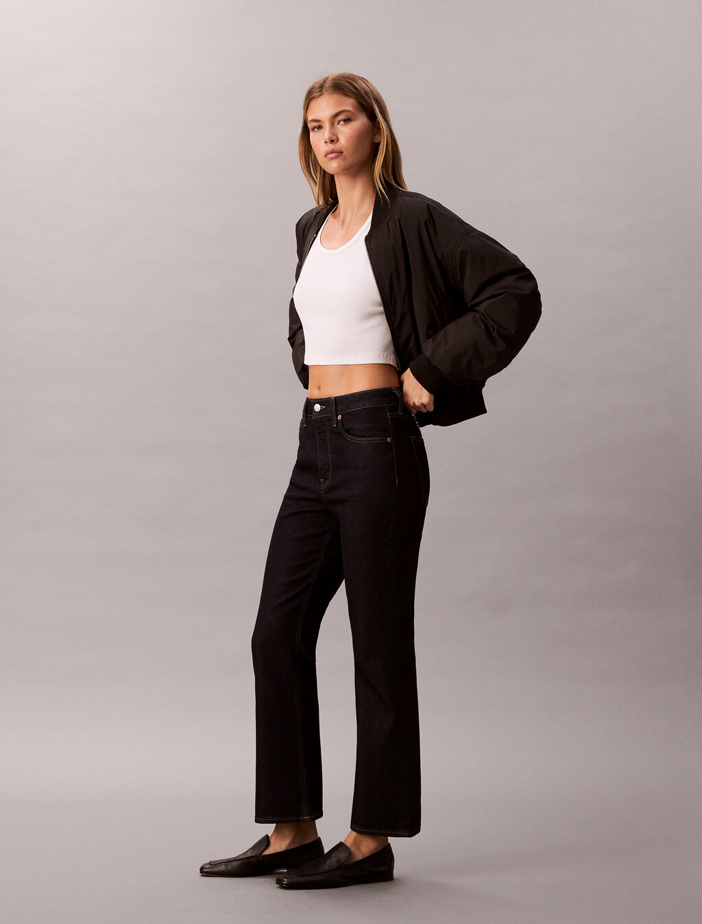 Cropped High Rise Flared Jeans, CK CLASSIC RINSE, hi-res