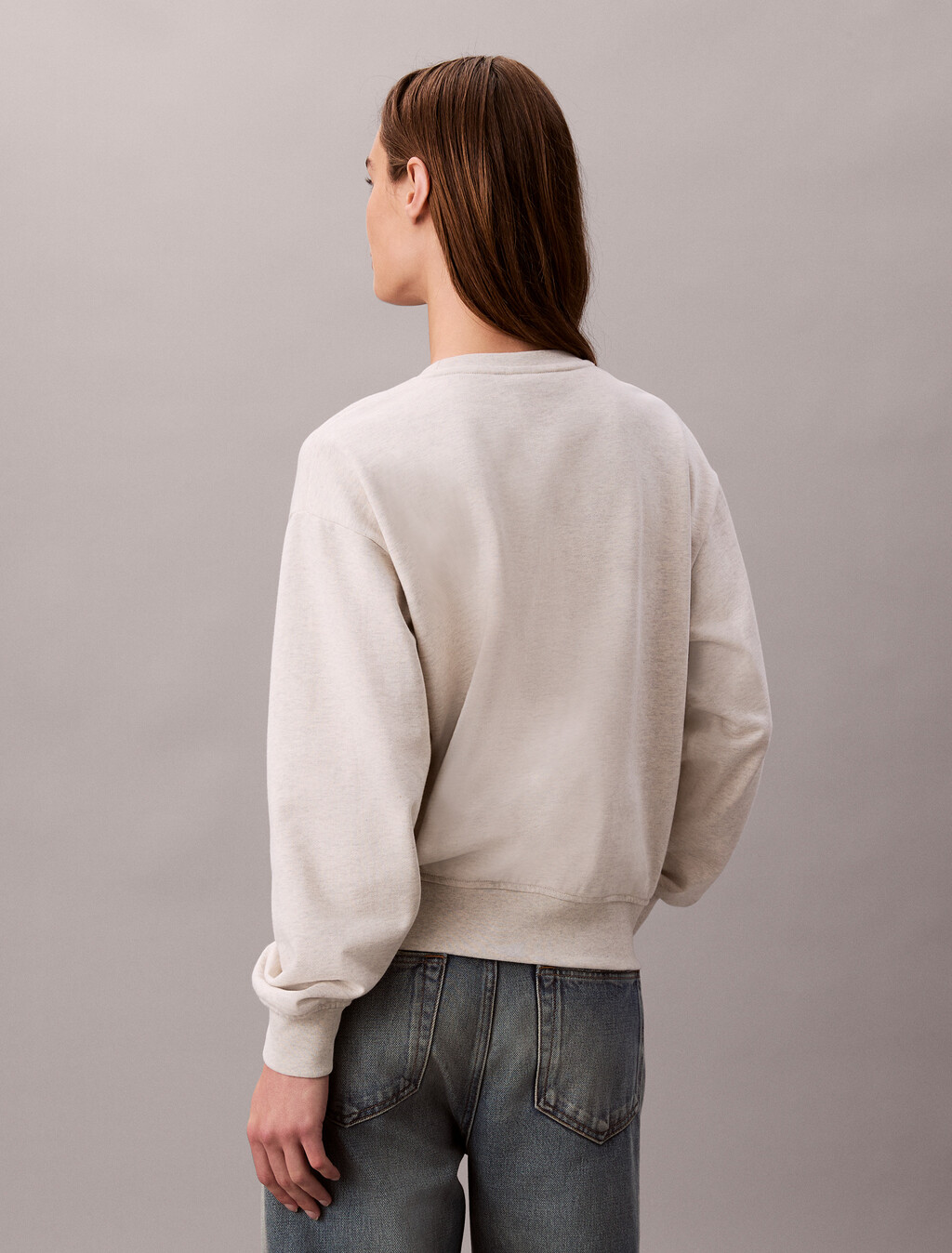Cropped Monogram Sweatshirt, Vanilla Heather, hi-res