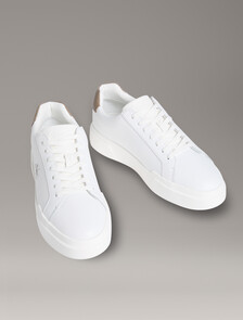 Leather Durable Traction NYC Trainers, Bright White/Desert Taupe, hi-res