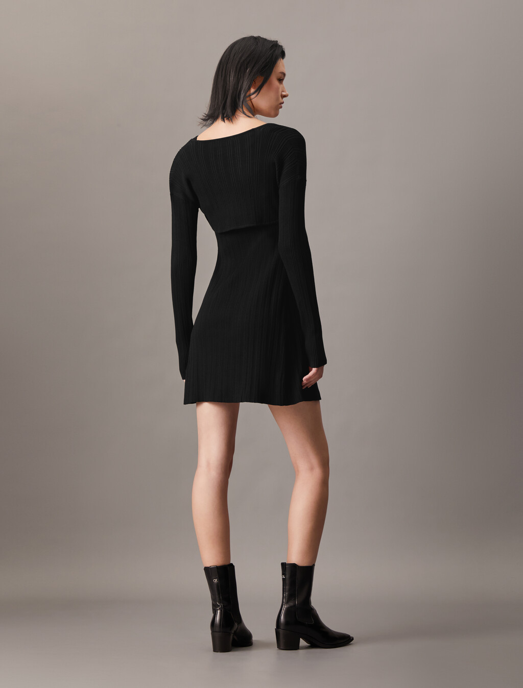2 In 1 Rib Knit Dress, Ck Black, hi-res