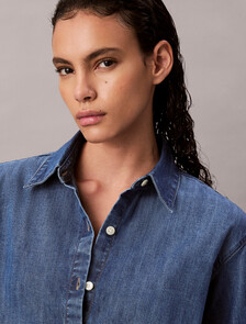 Oversized Denim Shirt, INDIGO HASTINGS, hi-res