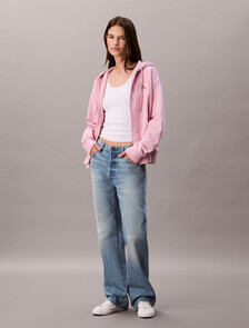 Monogram Cotton Terry Zip Thru Hoodie, Pink Nectar, hi-res