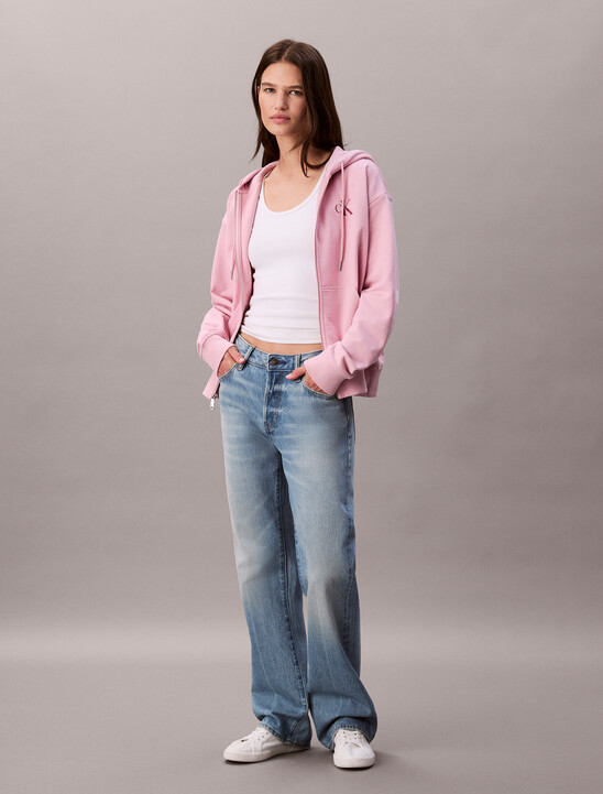 Monogram Cotton Terry Zip Thru Hoodie
