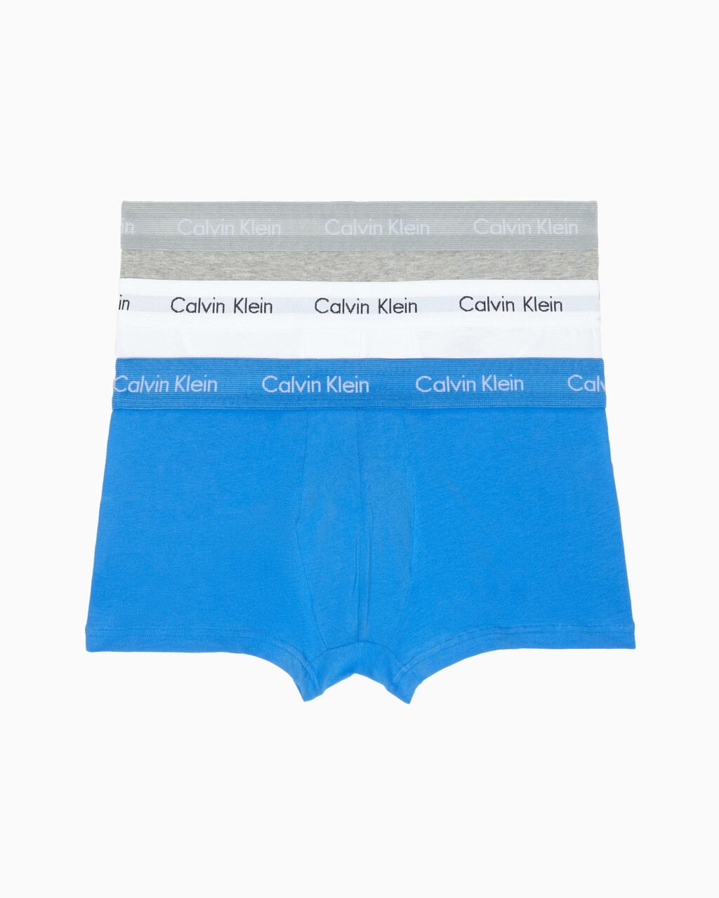 COTTON STRETCH 3 PACK LOW RISE TRUNK, B10 Grey Heather/Classic White/Palace Bl, hi-res