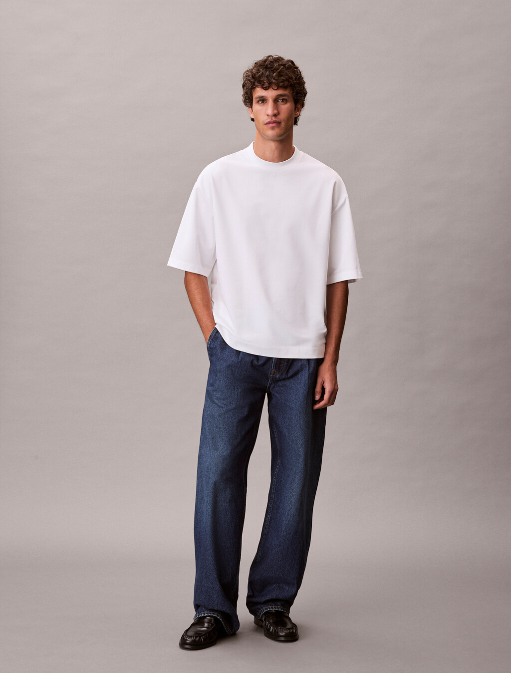 Embossed Monogram Cooling Pique Relaxed Tee, Bright White, hi-res