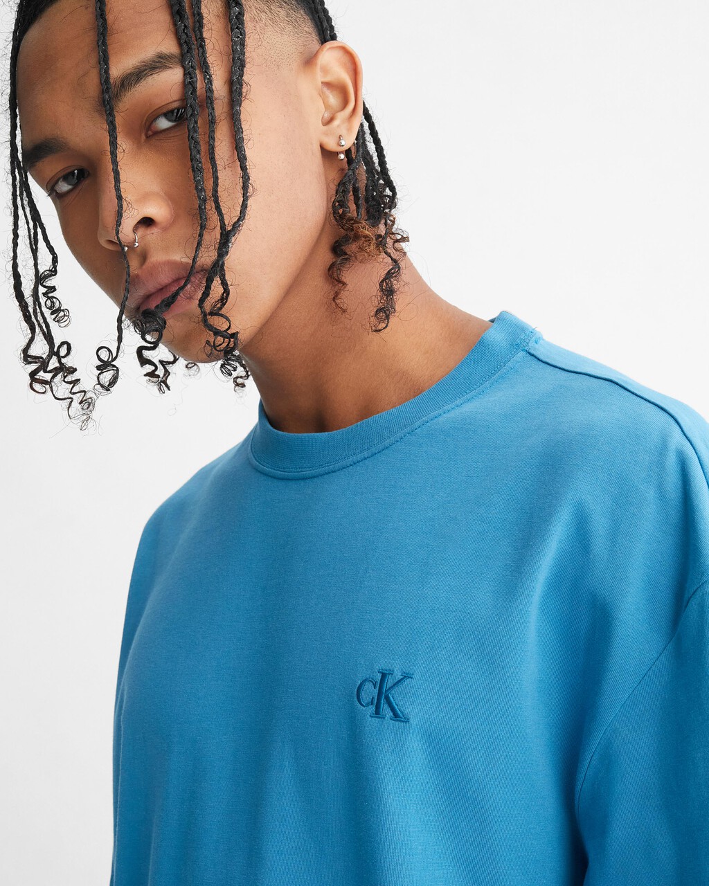 CALVIN LOGO CREW NECK TEE, FAIENCE-420CFG, hi-res
