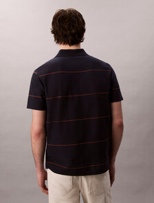 Textured Stripe Easy Polo Shirt, Dark Sapphire, hi-res