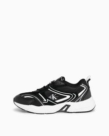 Leather Sneakers, Black/Bright White, hi-res