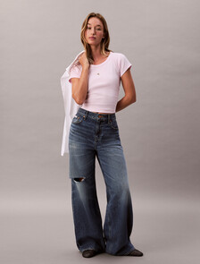 Cotton Stretch Rib Baby Tee, Pearly Pink, hi-res