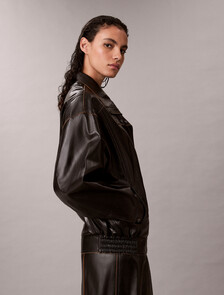 Relaxed Patent Leather Jacket, Black, hi-res