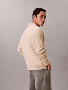 Brushed Alpaca Blend Johnny Collar Jumper, Pelican, hi-res
